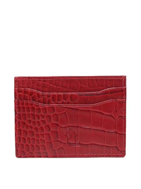 kara red casual leather card holder for men