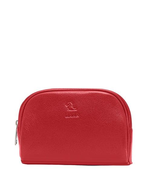 kara red solid leather pouch