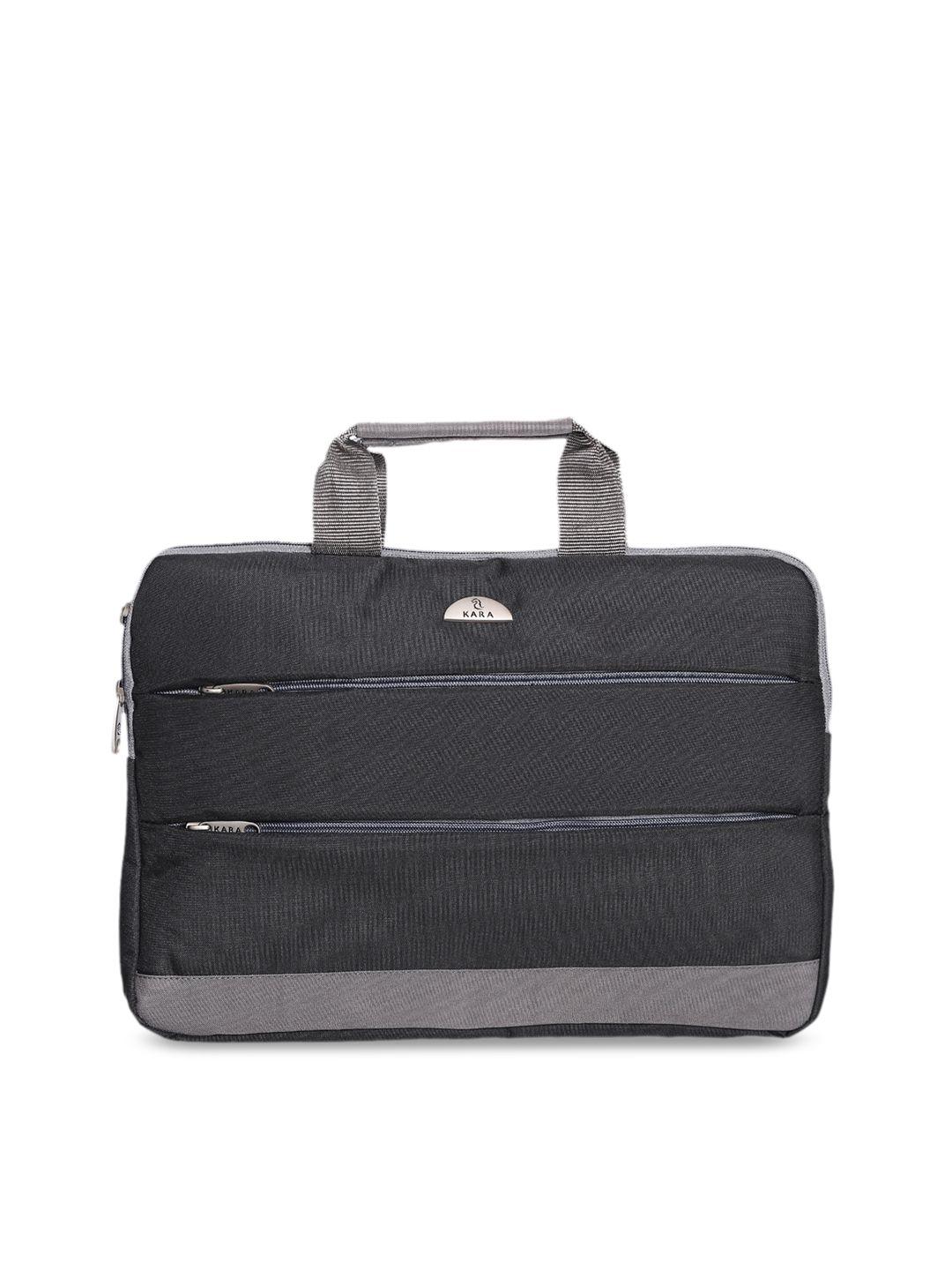 kara unisex black solid laptop bag