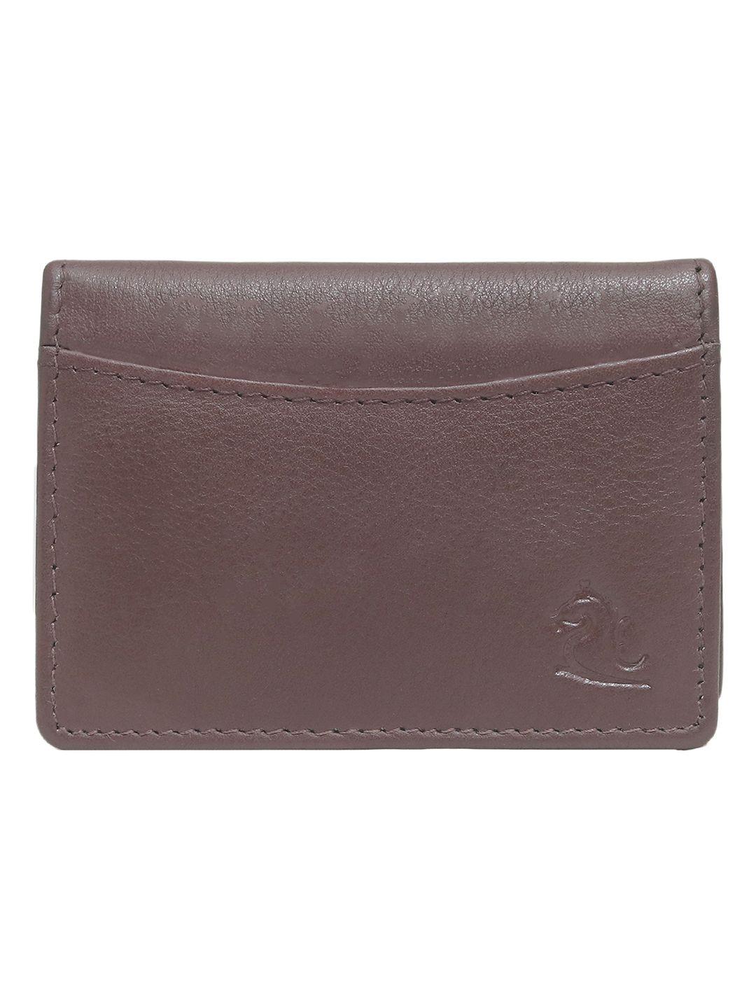 kara unisex coffee brown solid leather card holder