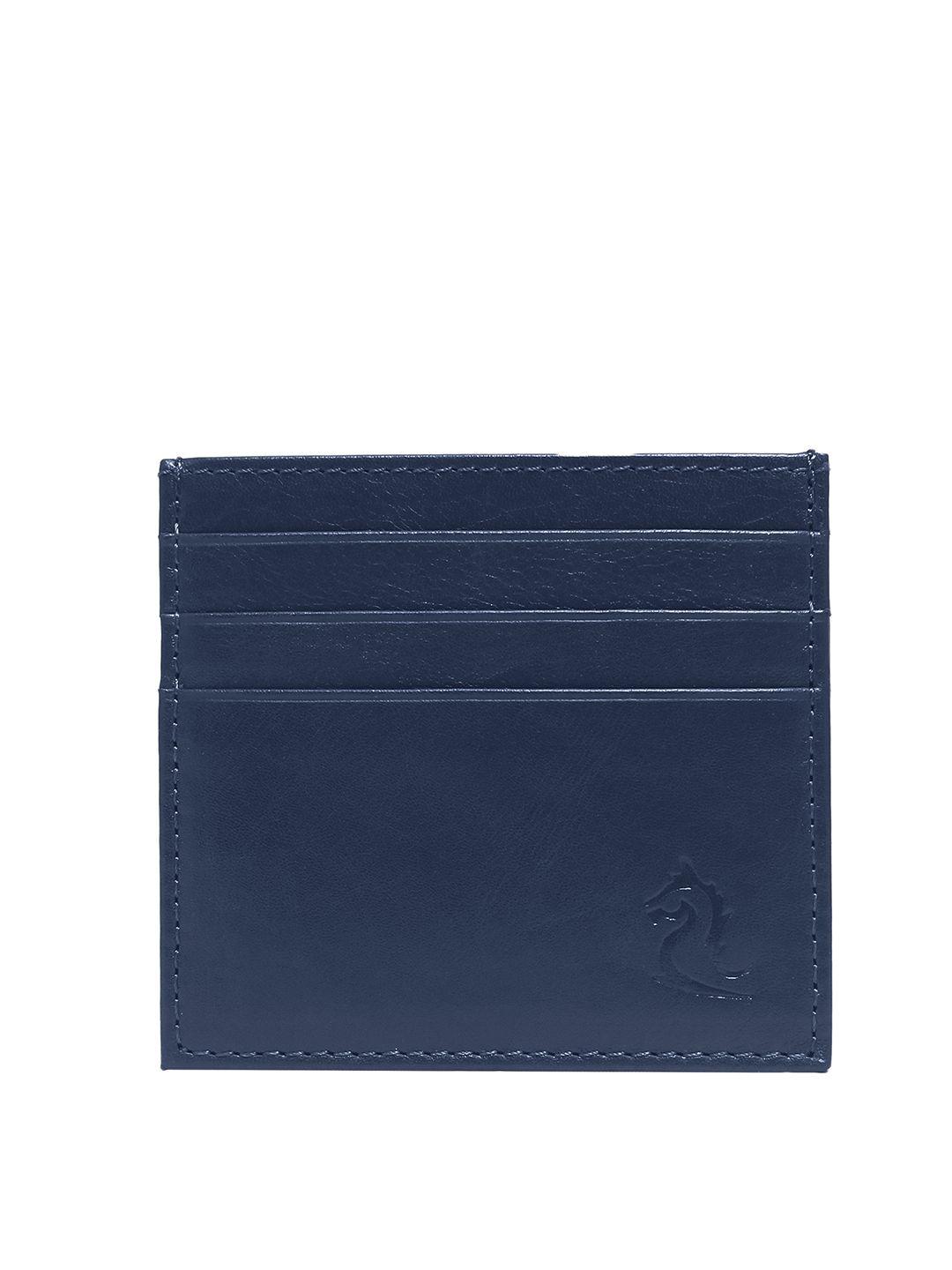 kara unisex navy blue leather card holder