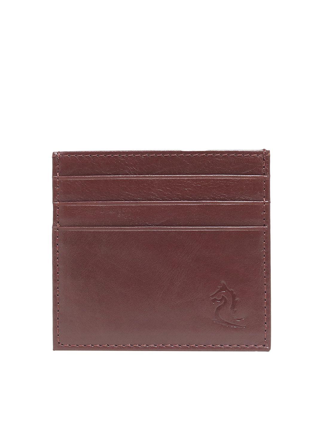 kara unisex tan solid leather card holder