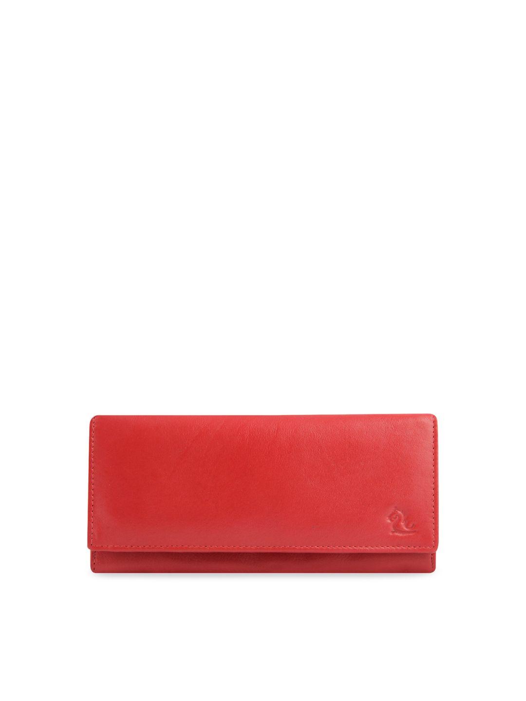 kara women red solid two fold leather wallet