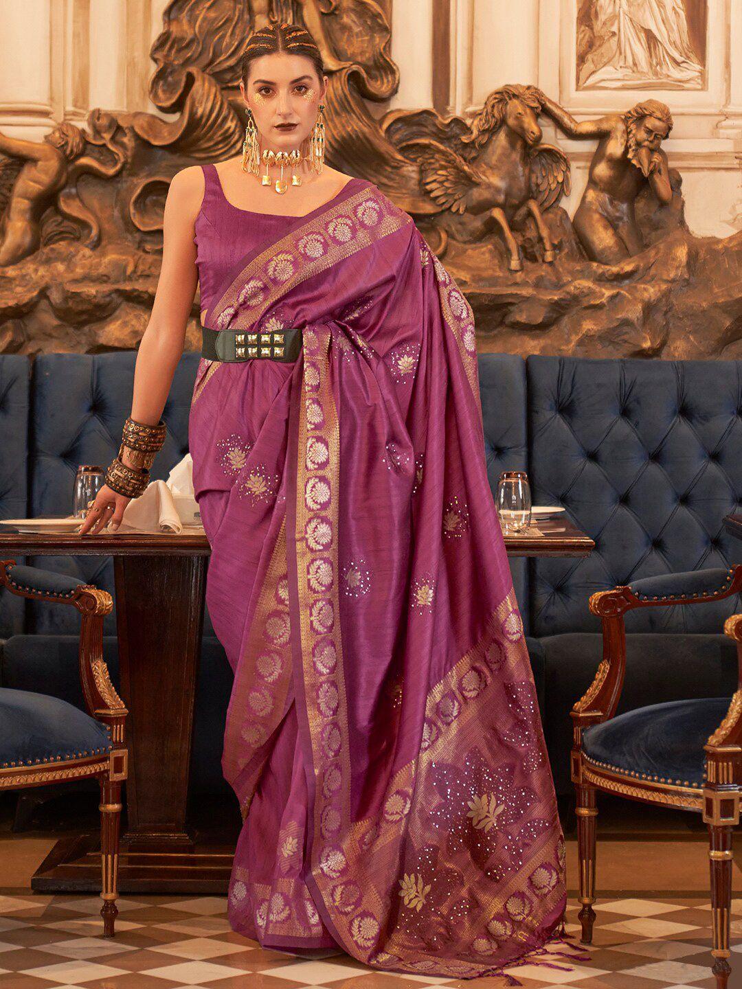 karagiri floral woven design zari tussar saree