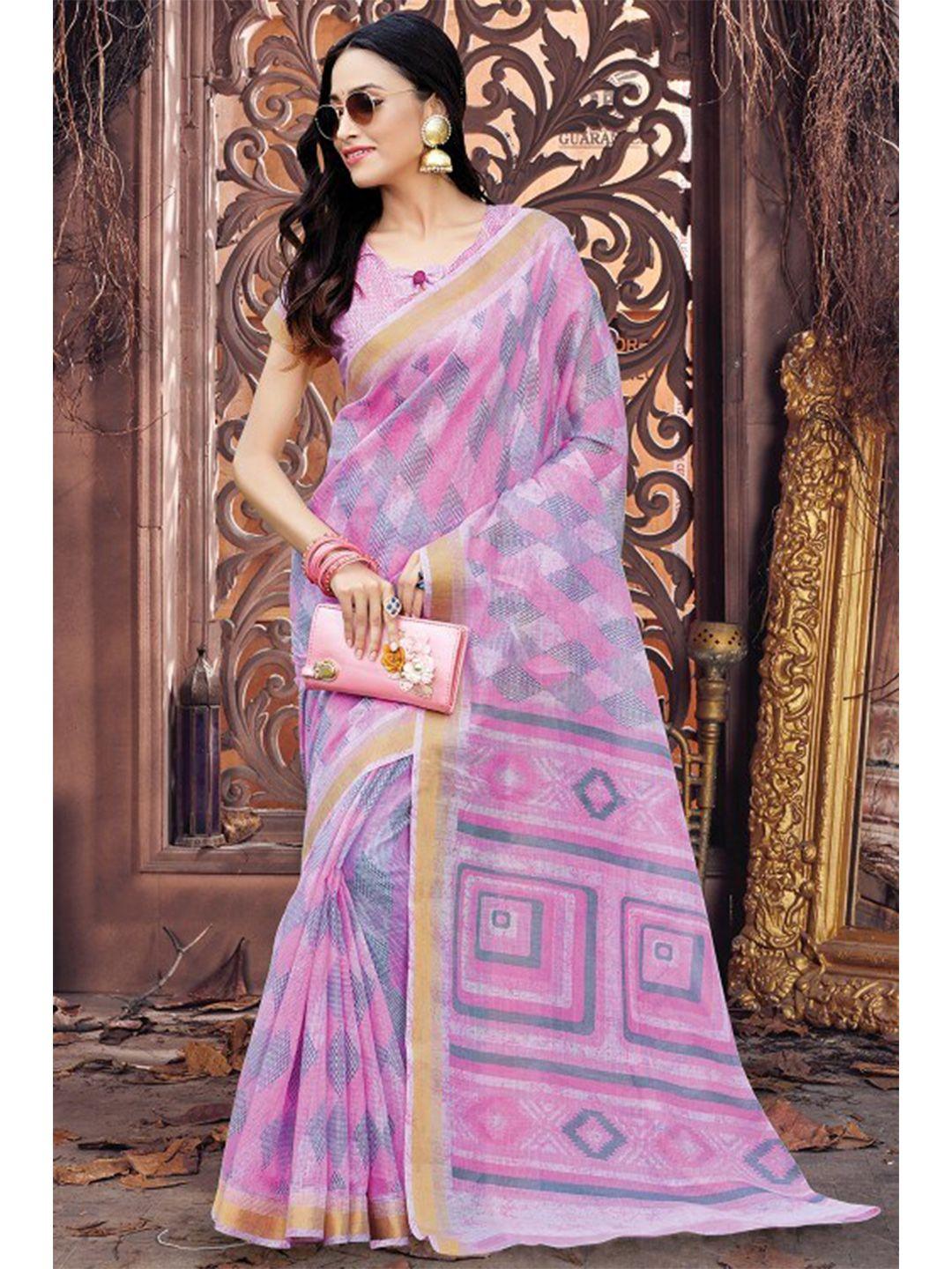 karagiri pink & purple zari saree