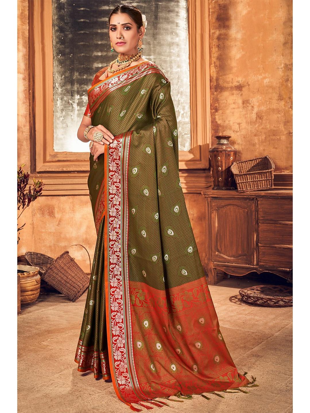 karagiri woven design zari bordered saree