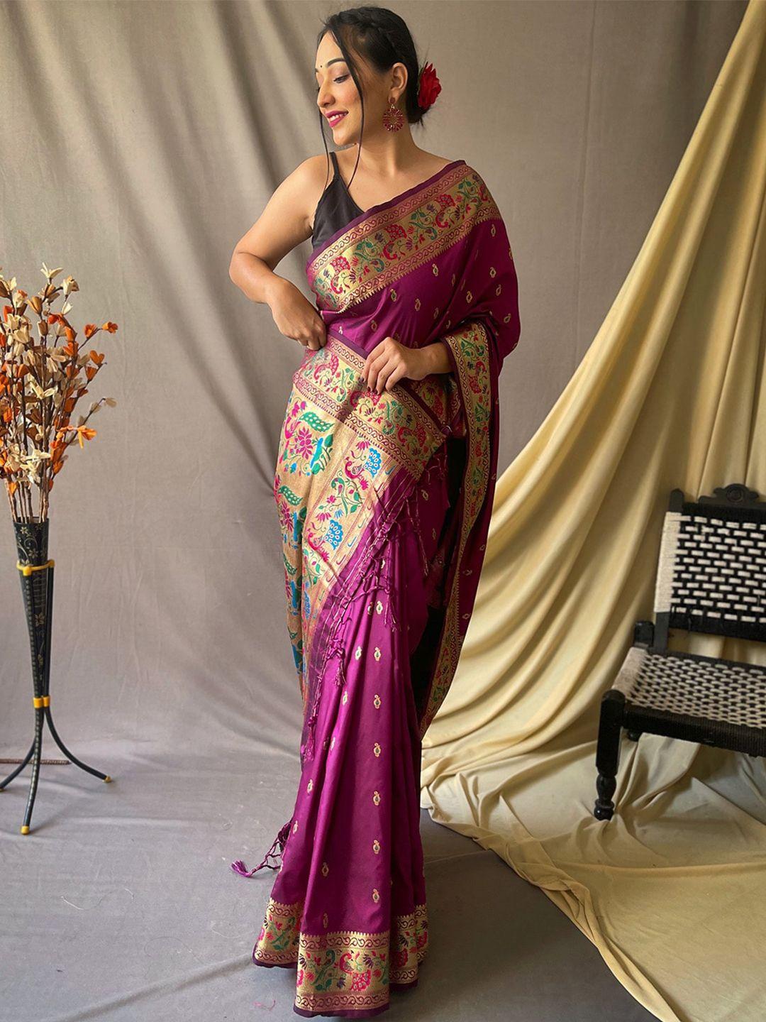 karagiri woven design zari paithani saree