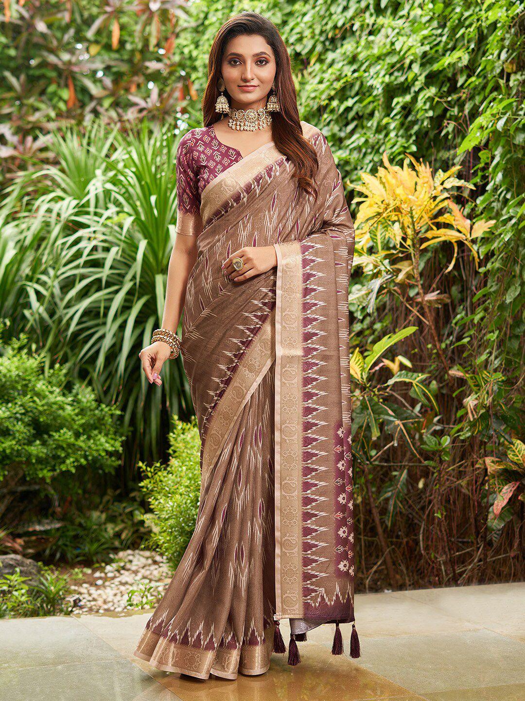 karagiri abstract printed zari saree