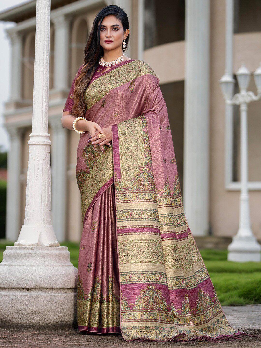 karagiri ethnic motifs printed satin saree