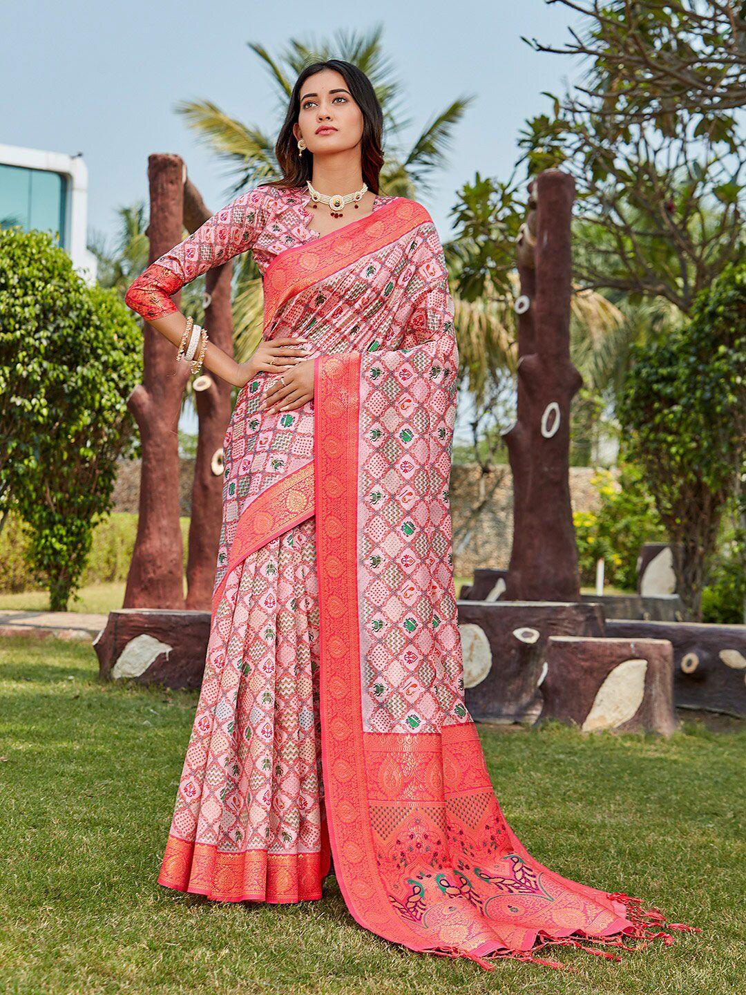 karagiri ethnic motifs printed zari paithani saree