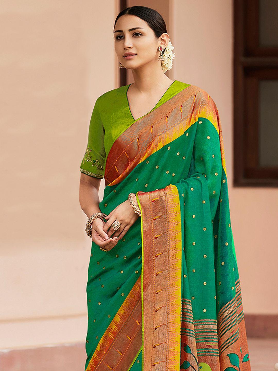 karagiri ethnic motifs zari silk blend paithani saree