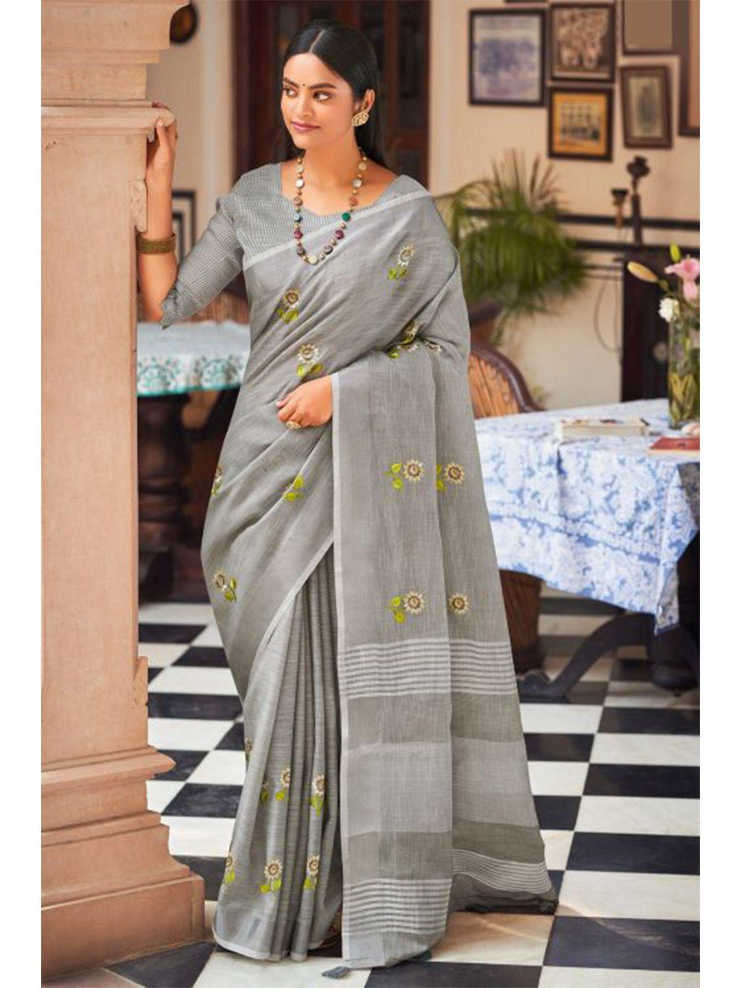 karagiri floral embroidered saree