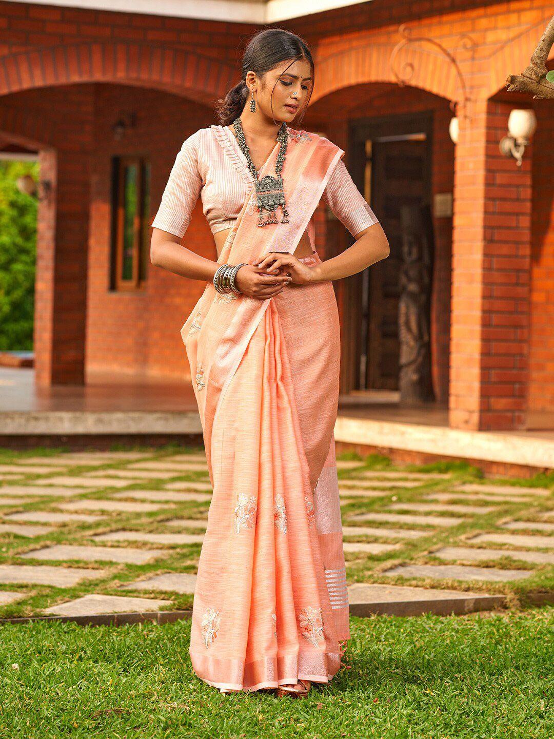 karagiri floral embroidered zari saree