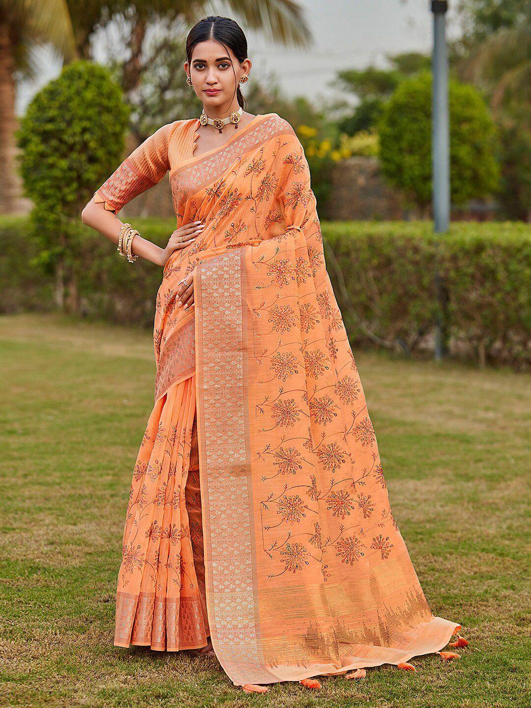 karagiri floral embroidered zari saree