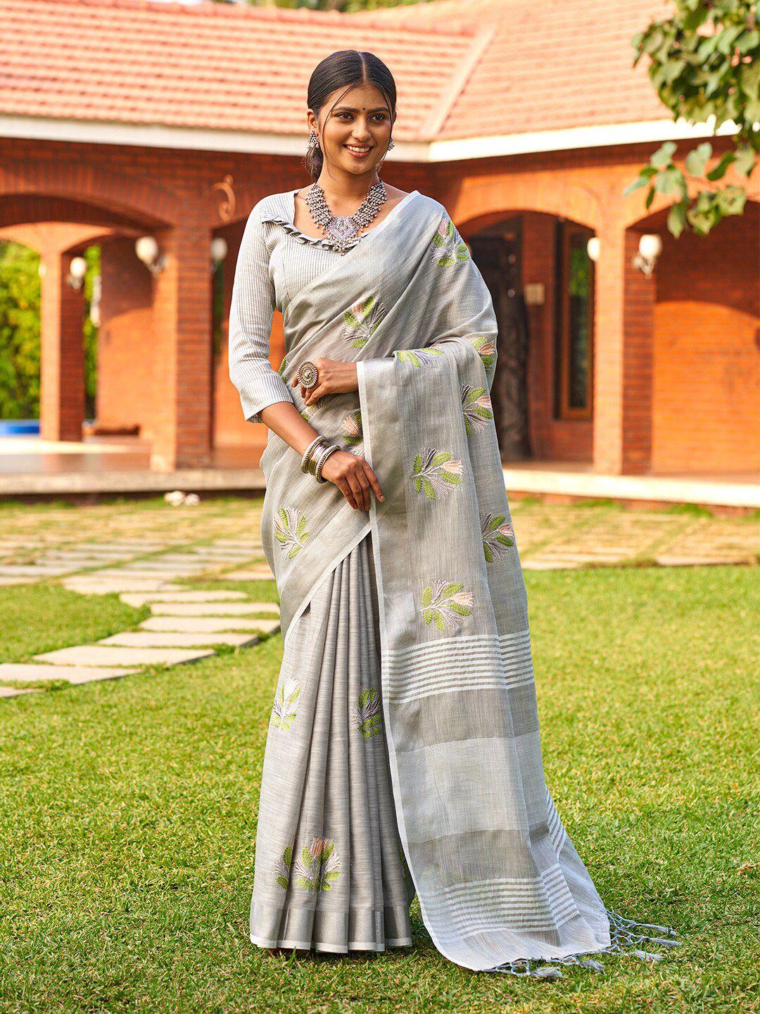 karagiri floral embroidered zari saree