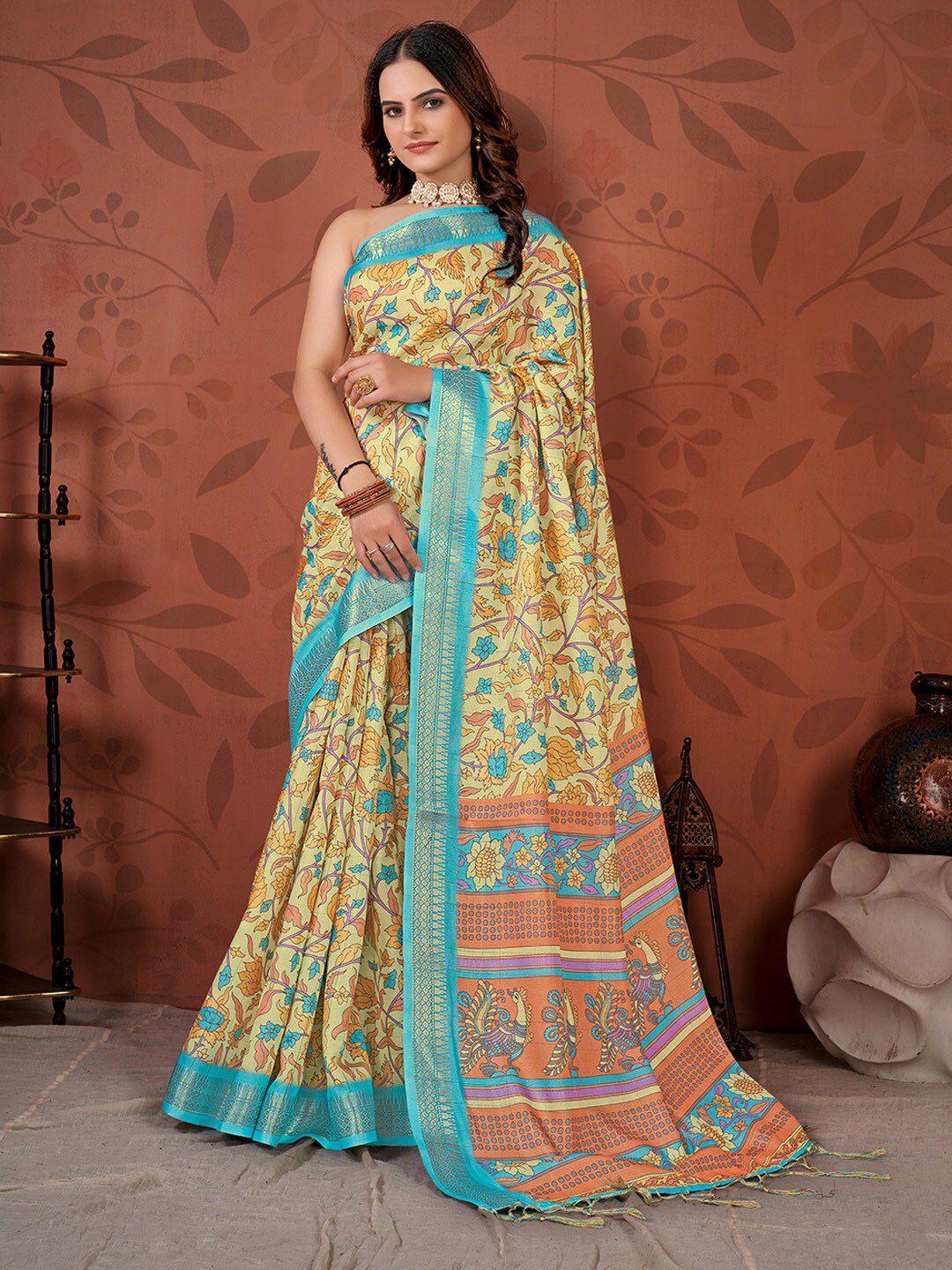 karagiri floral printed zari saree