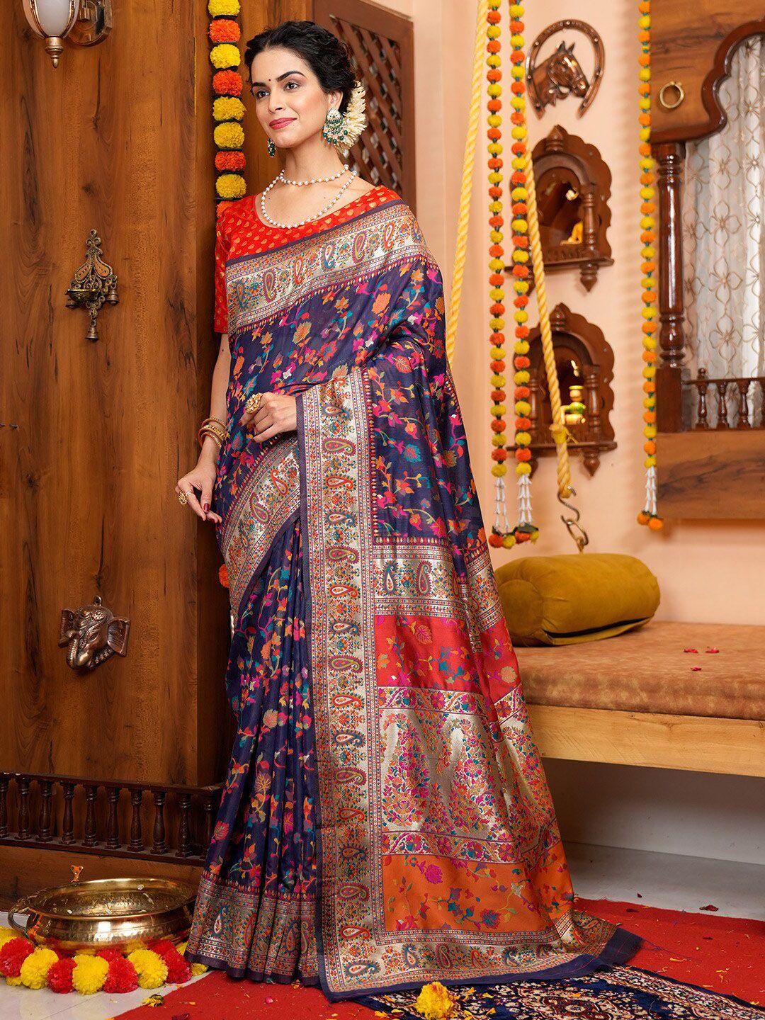 karagiri floral woven design pashmina saree