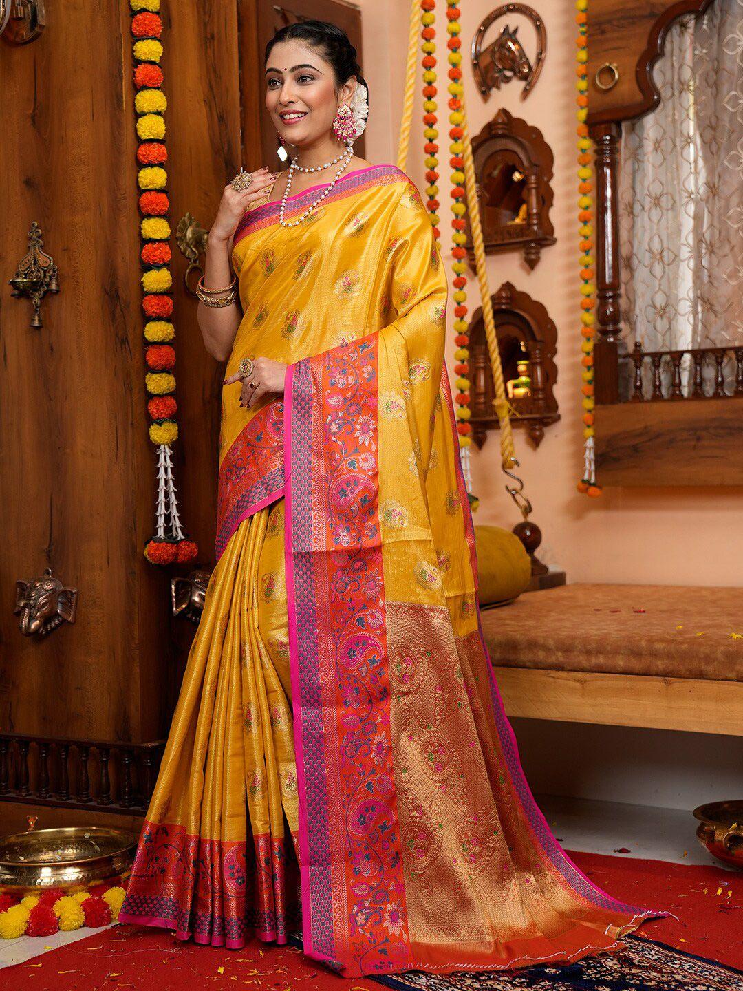 karagiri floral woven design tissue banarasi saree