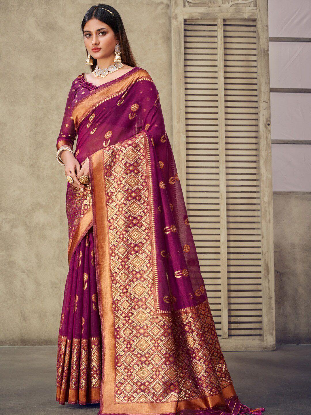 karagiri floral woven design zari saree