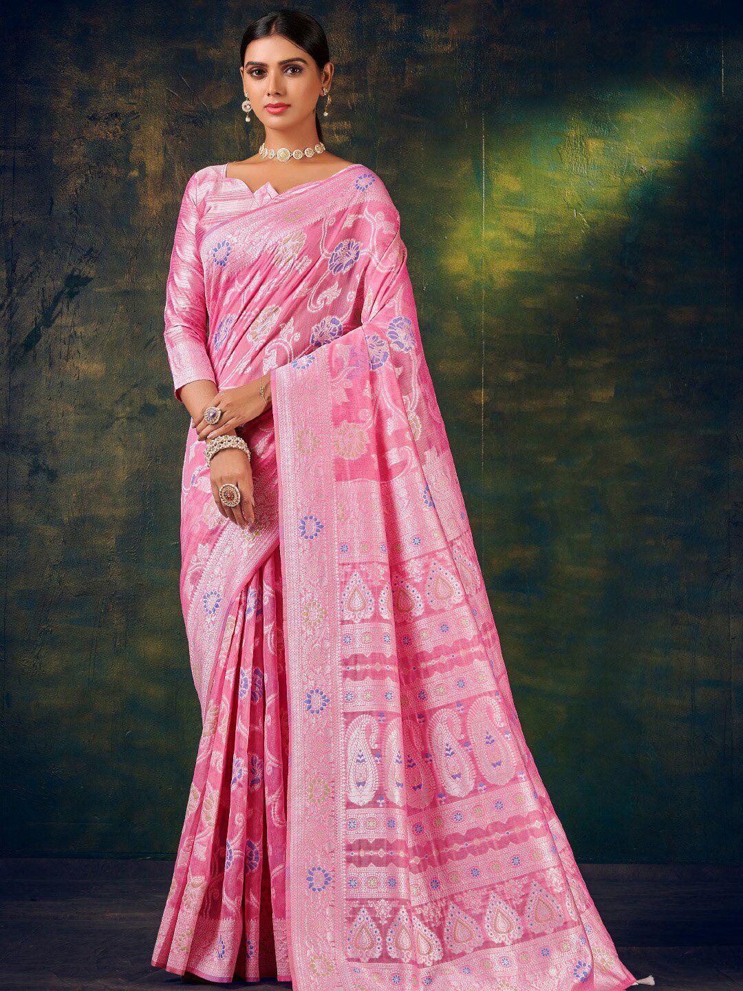 karagiri floral woven design zari saree