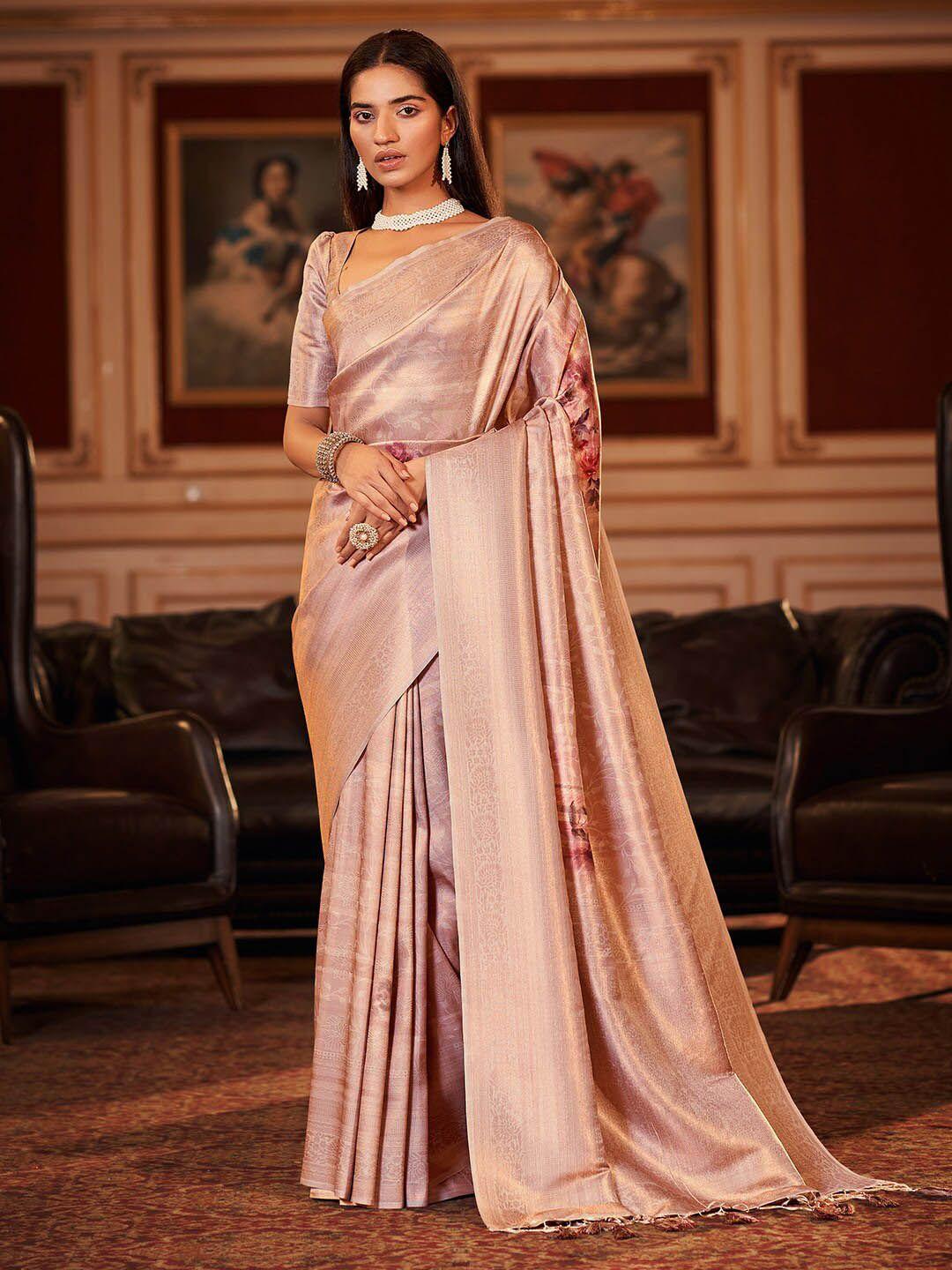 karagiri floral woven design zari silk blend saree