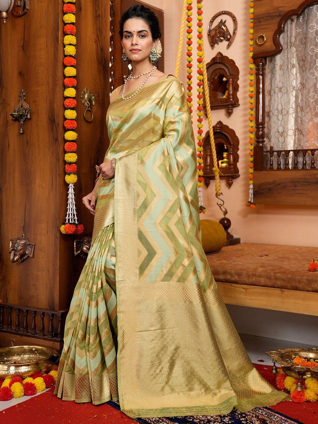 karagiri geometric woven design organza saree