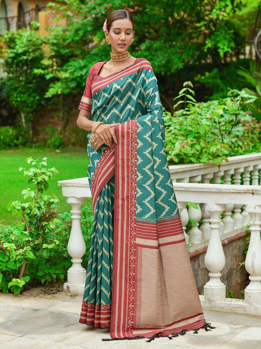 karagiri geometric woven design saree