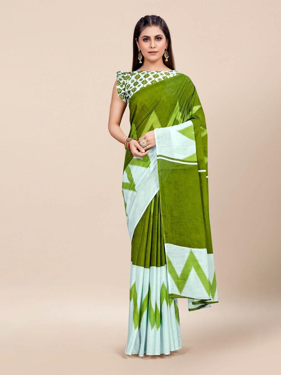 karagiri green & white saree