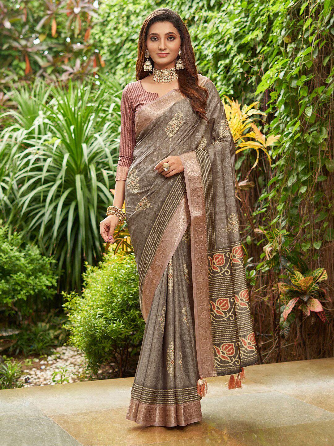 karagiri khaki silk blend saree