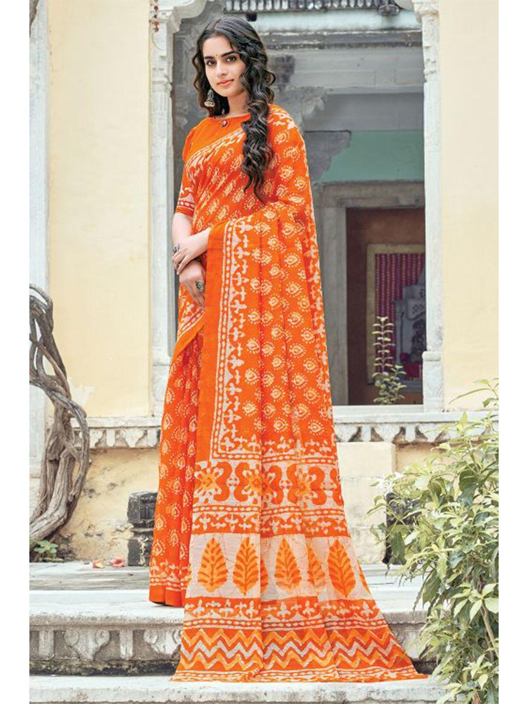 karagiri orange & cream-coloured ethnic motifs saree