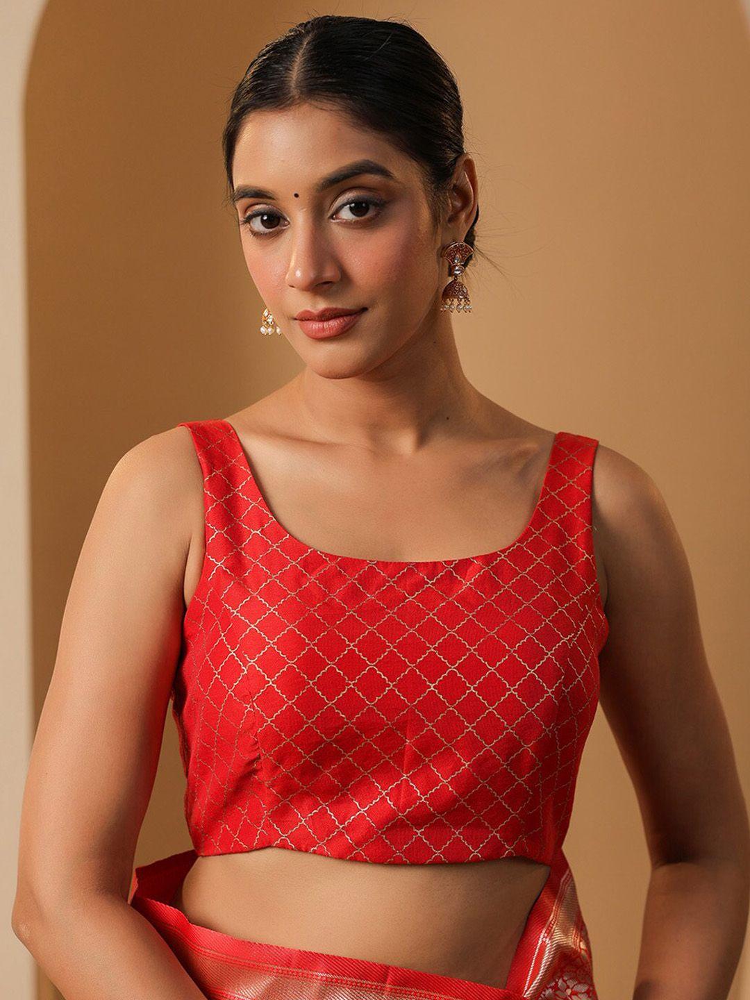 karagiri printed round neck saree blouse