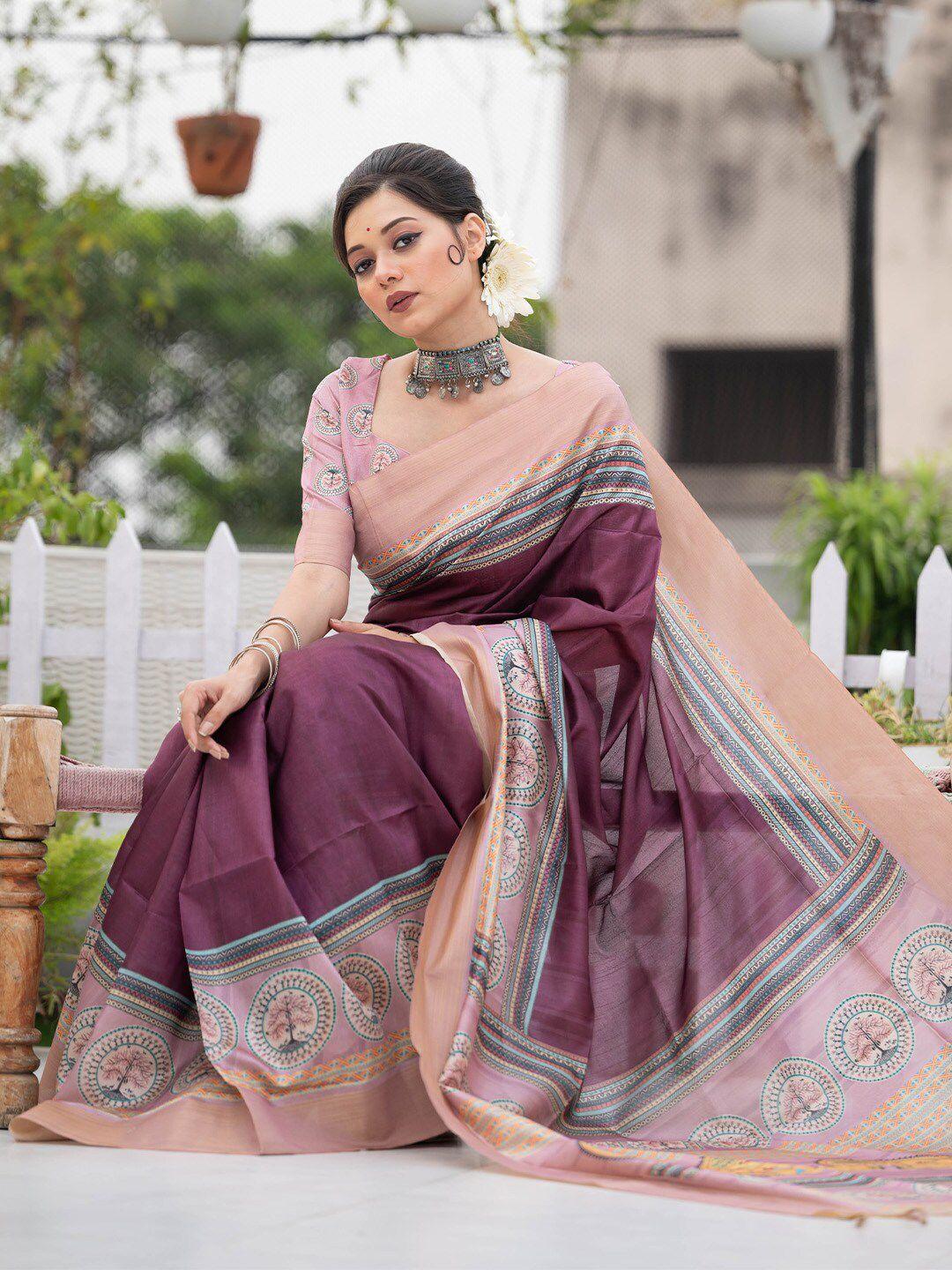 karagiri printed tussar saree