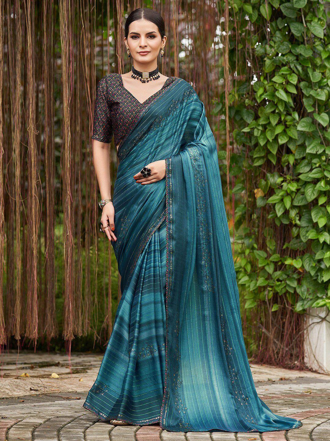 karagiri striped beads and stones saree