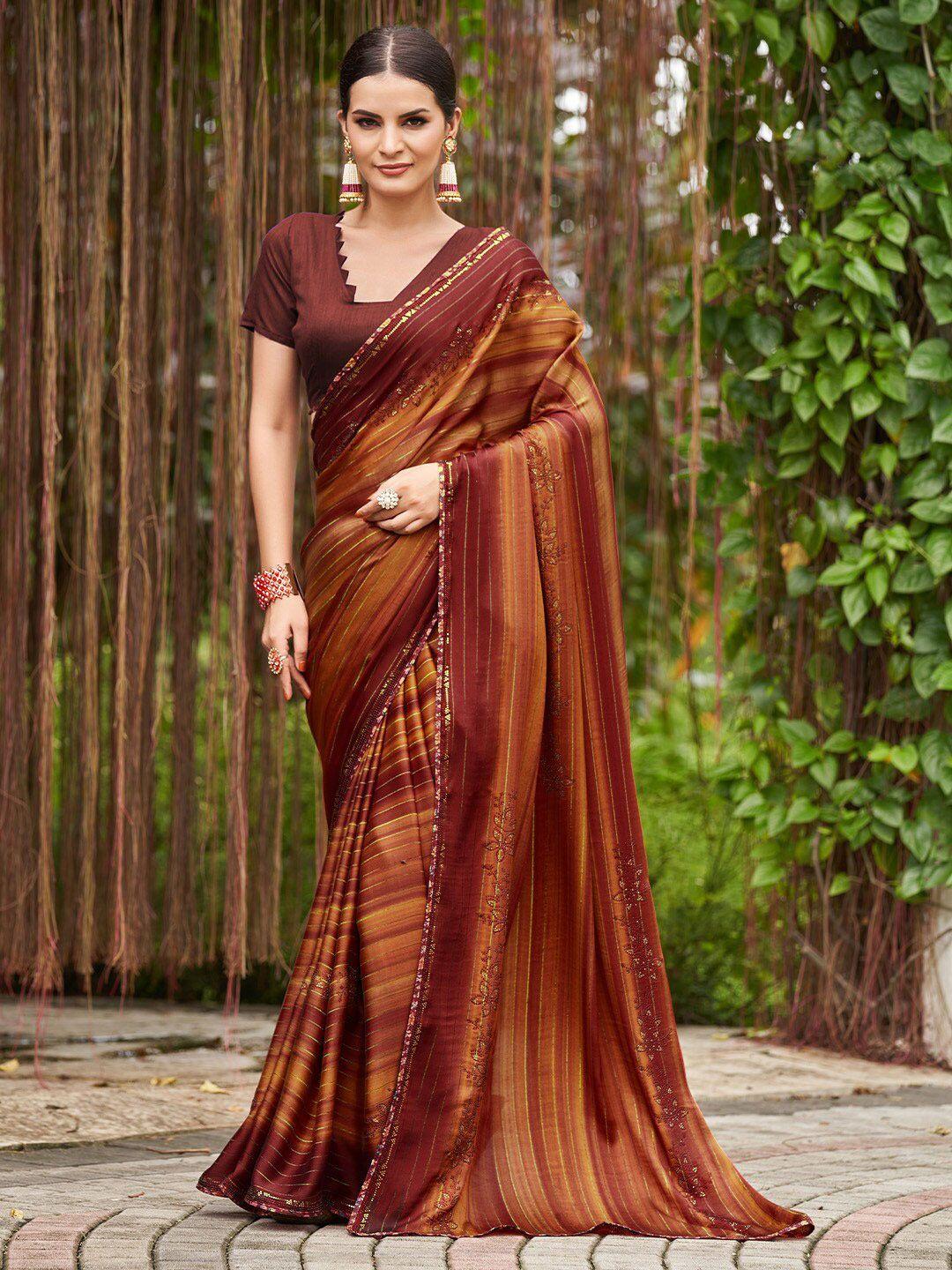 karagiri striped beads and stones saree