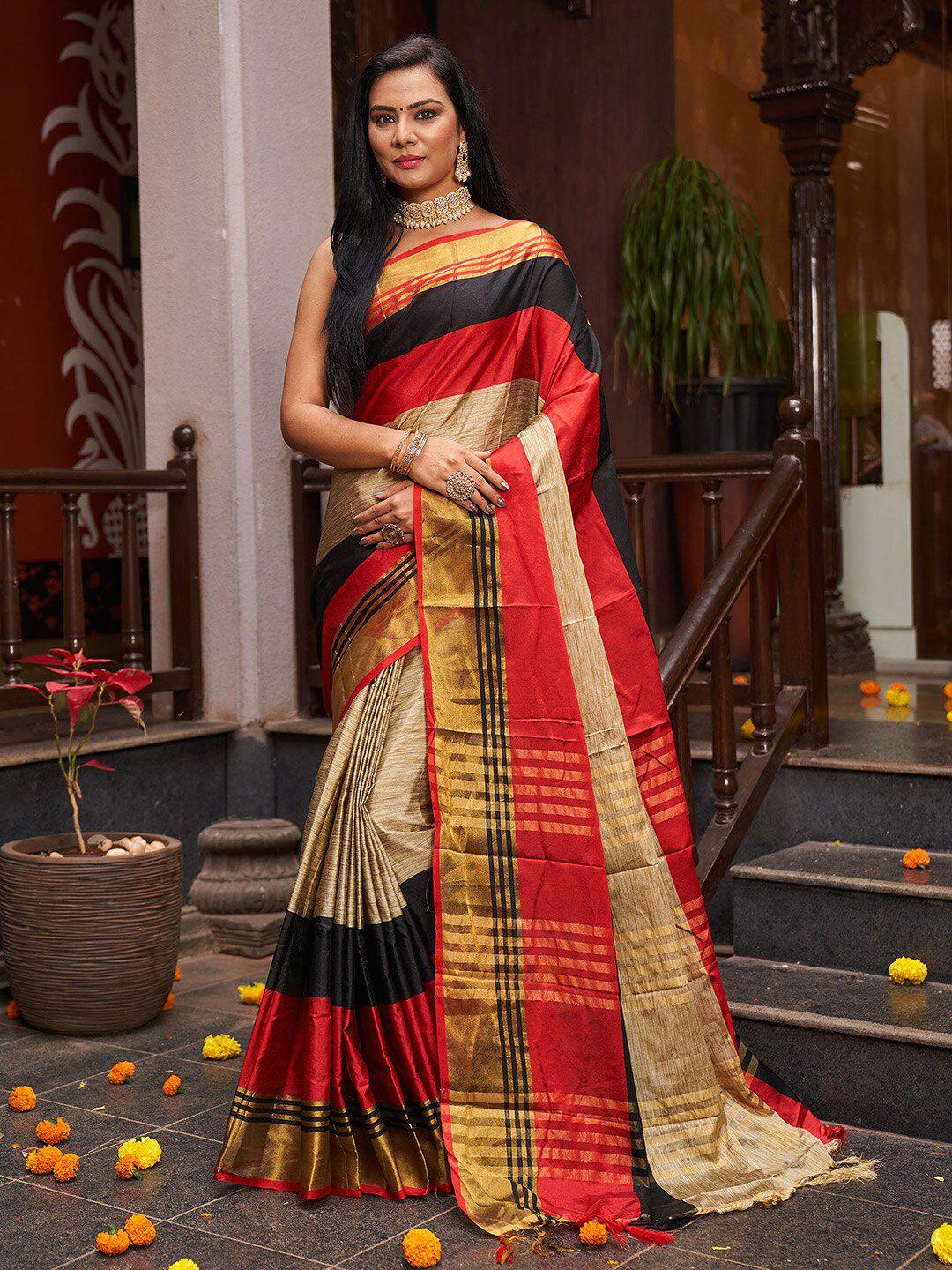 karagiri striped zari silk blend saree