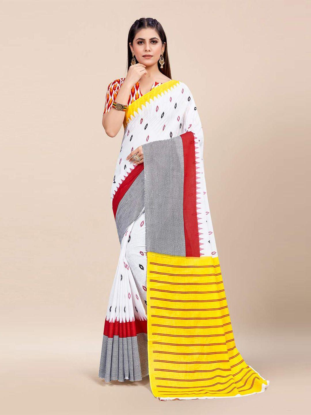 karagiri white & yellow saree