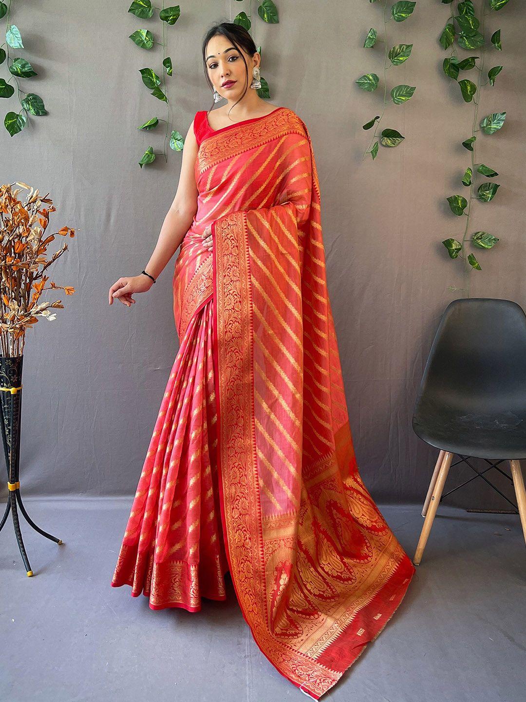 karagiri woven design zari organza leheriya saree