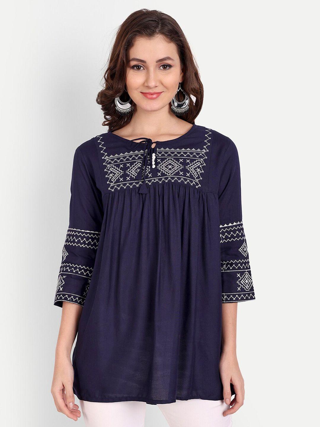 karagwals fab embroidered tie-up neck top