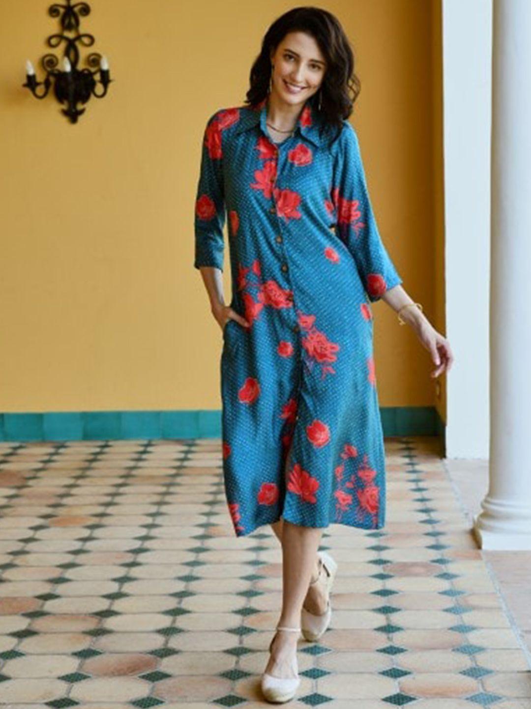 karaj jaipur printed a-line dress
