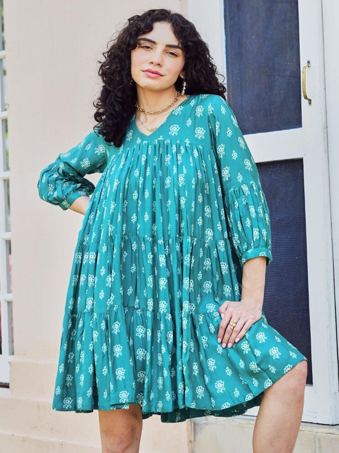 karaj jaipur printed tiered mini dress
