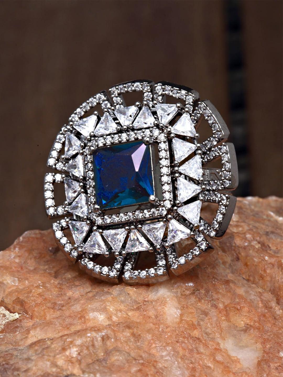 karatcart american diamond-studded finger ring