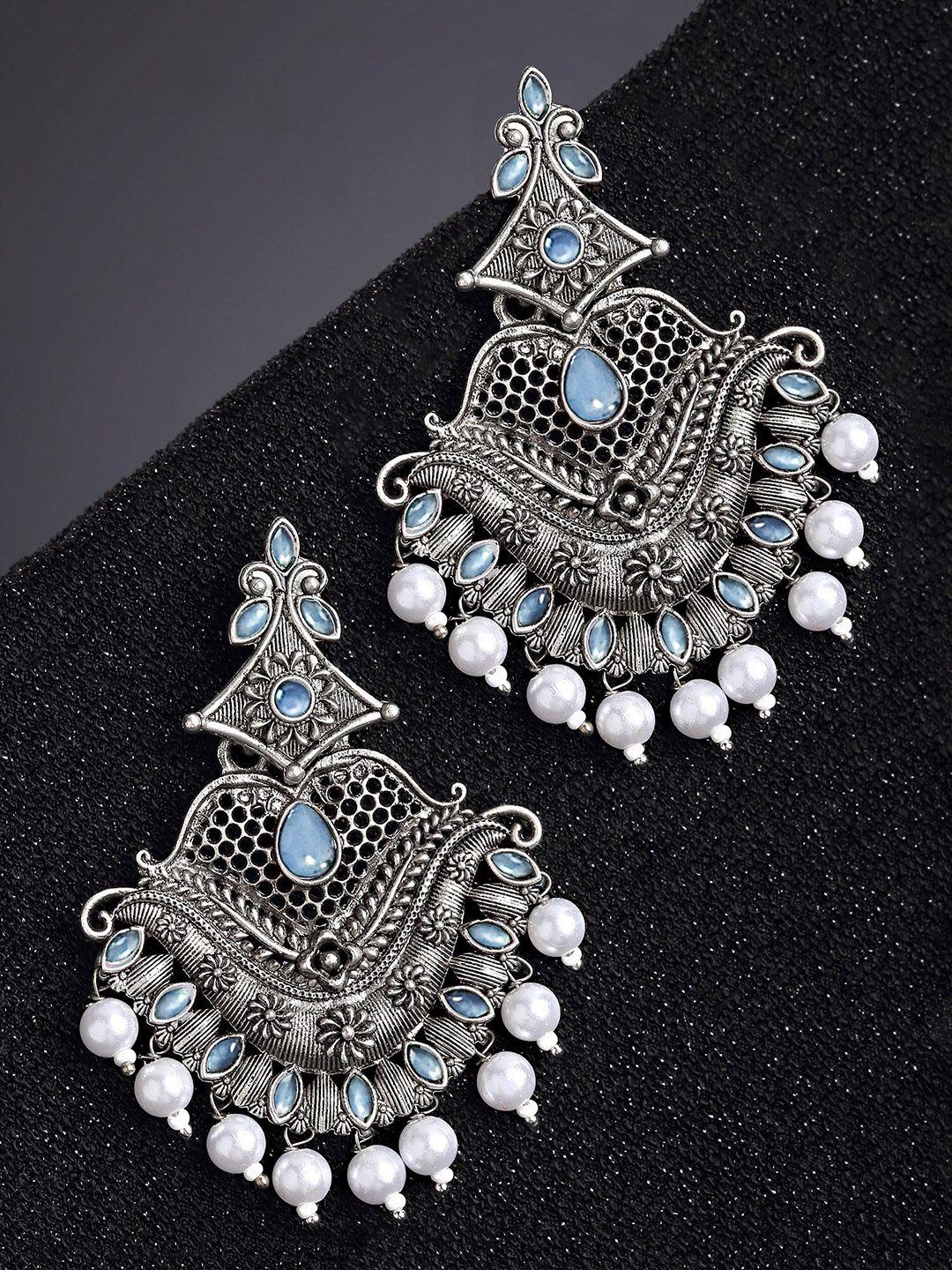 karatcart blue classic chandbalis earrings