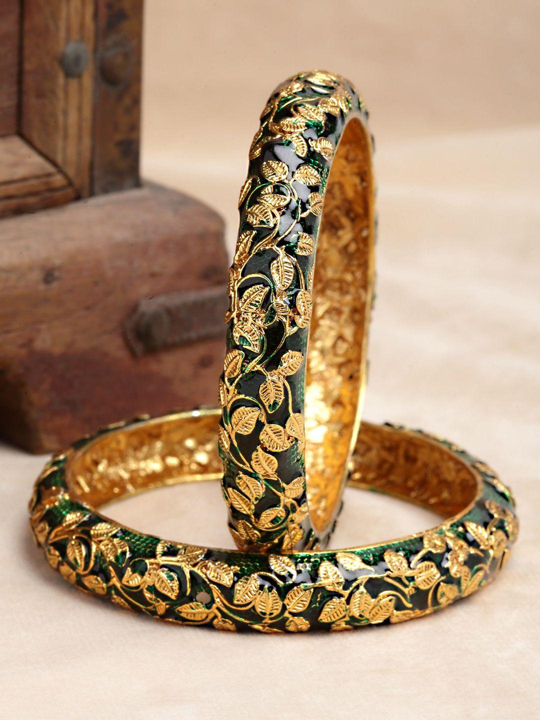 karatcart set of 2 gold-plated bangles