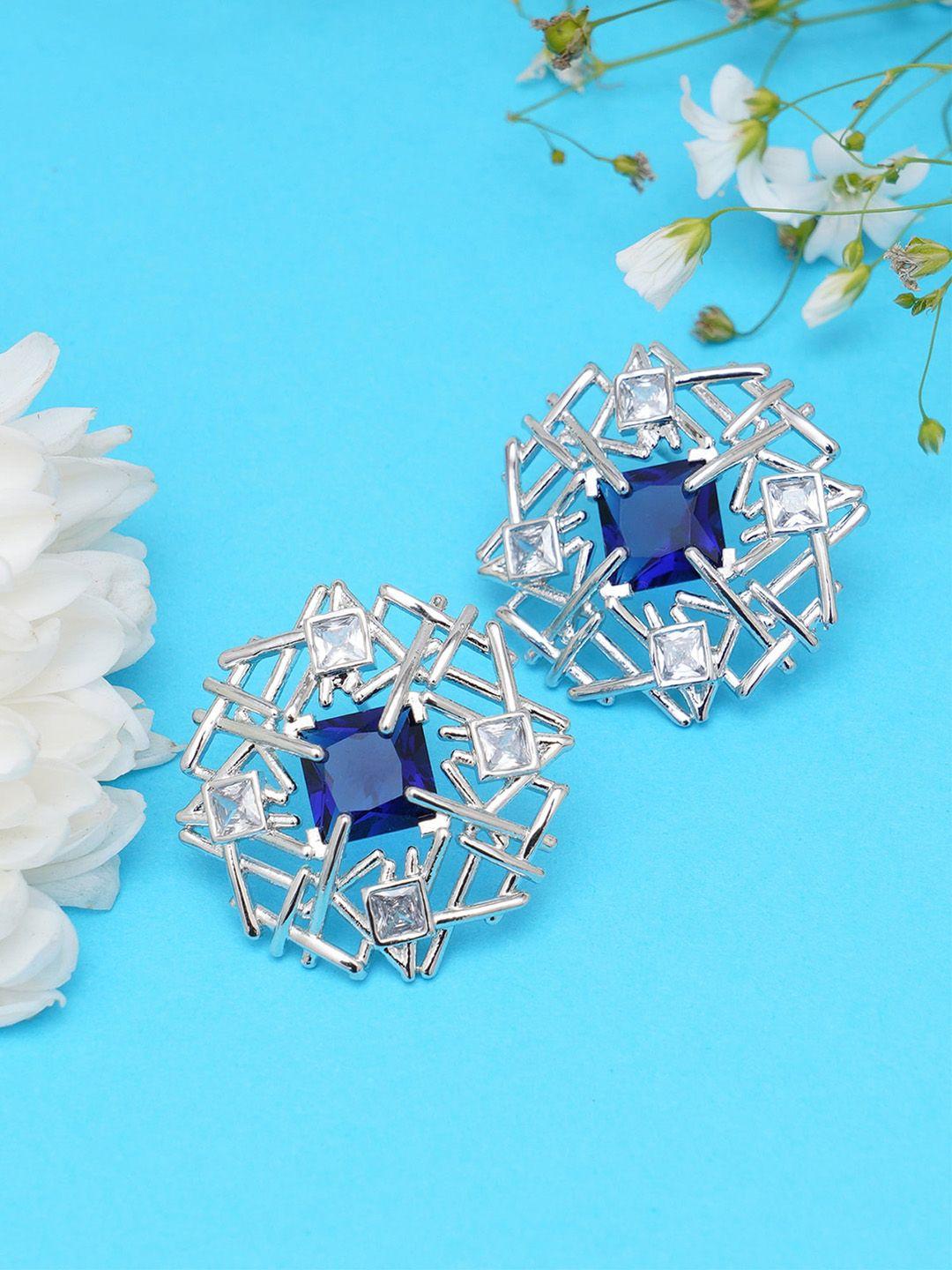 karatcart blue contemporary studs earrings