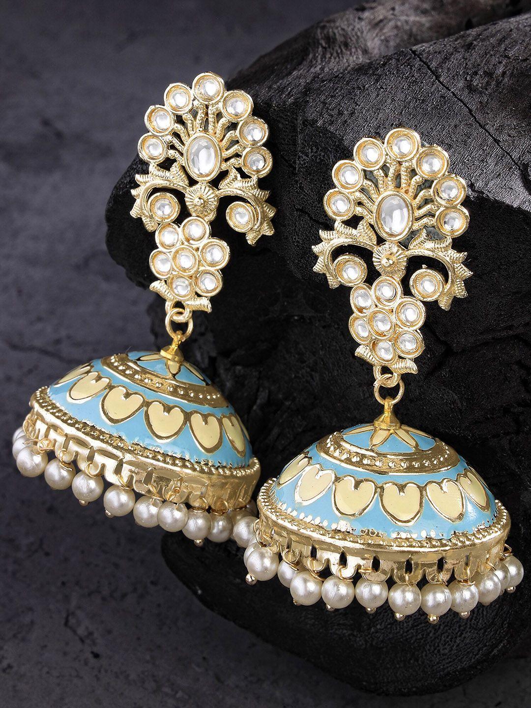 karatcart blue jhumkas earrings
