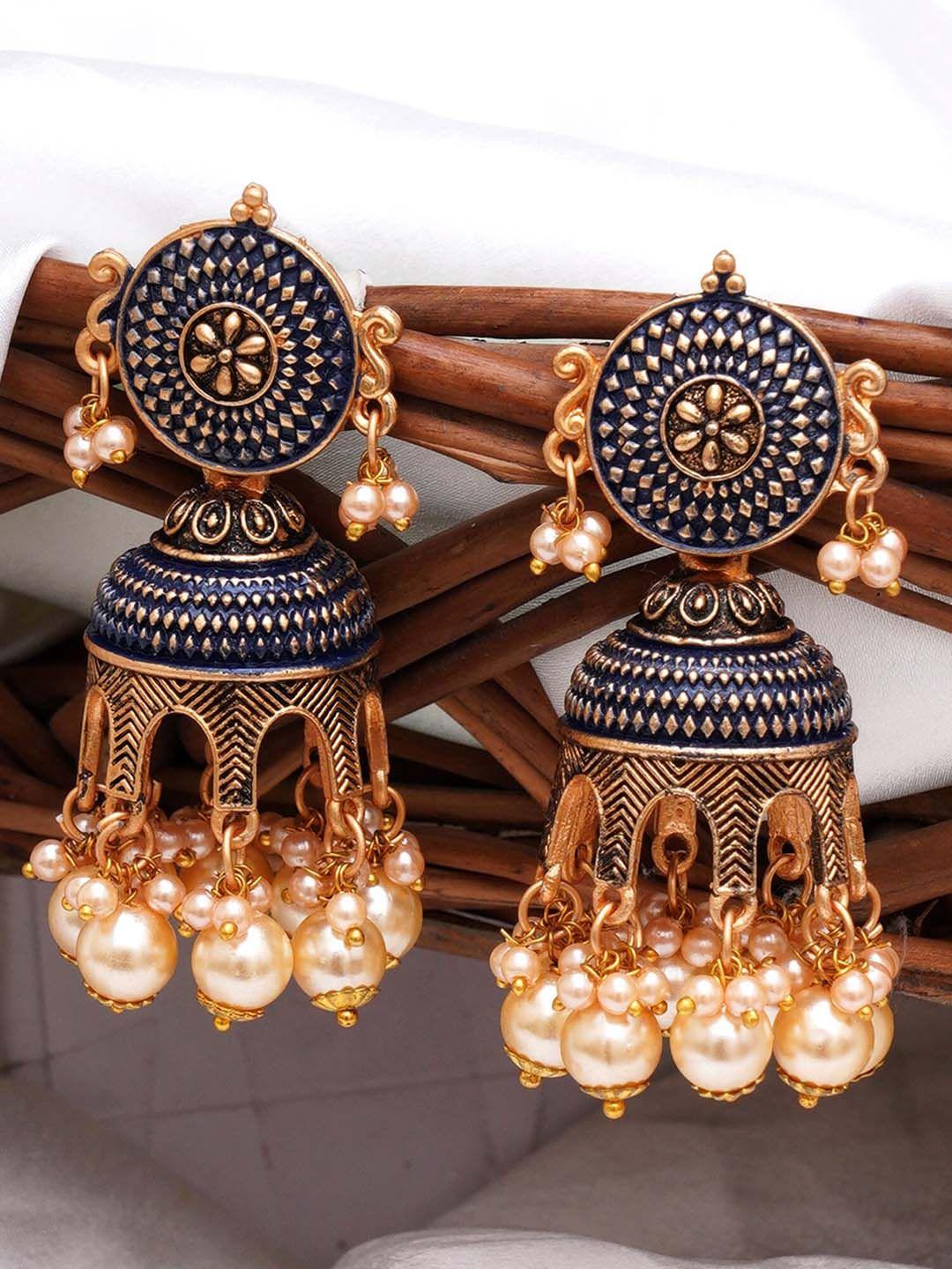 karatcart contemporary jhumkas earrings