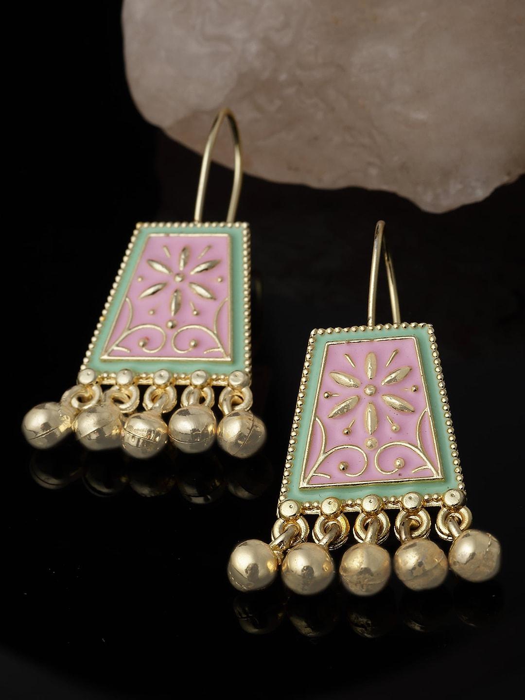 karatcart gold-plated contemporary drop earrings