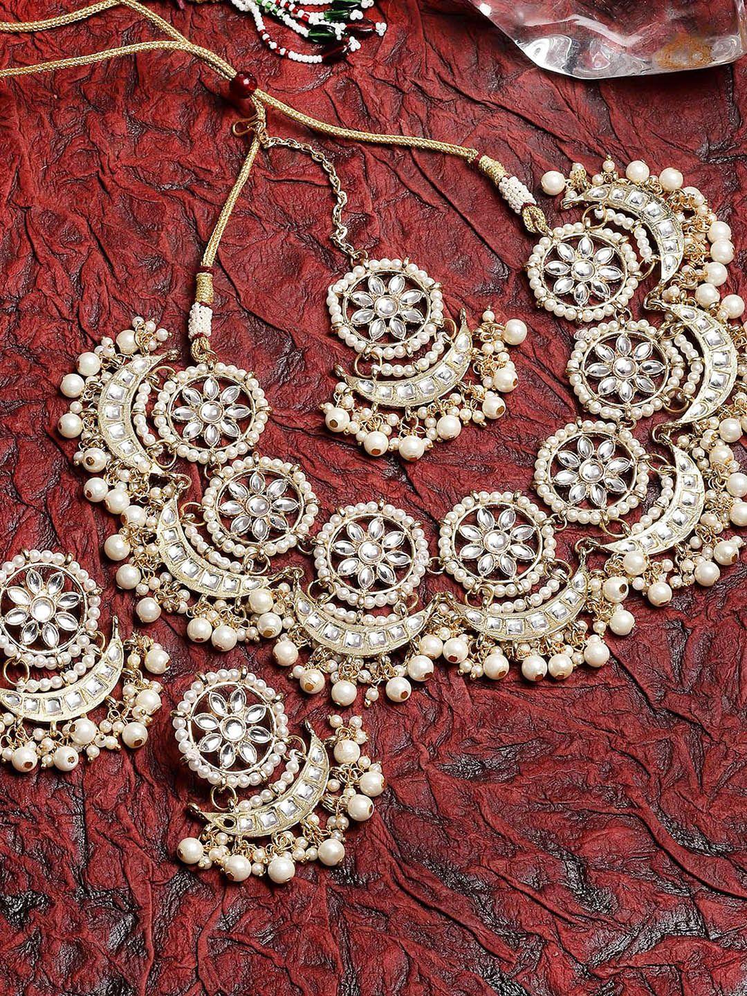 karatcart gold-plated kundan studded  jewellery set