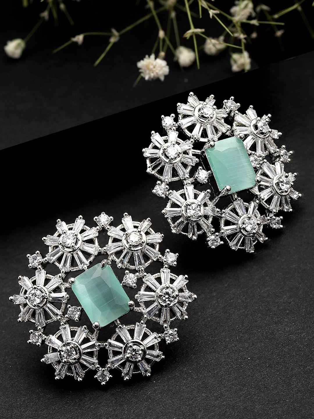 karatcart lime green american diamond studs earrings