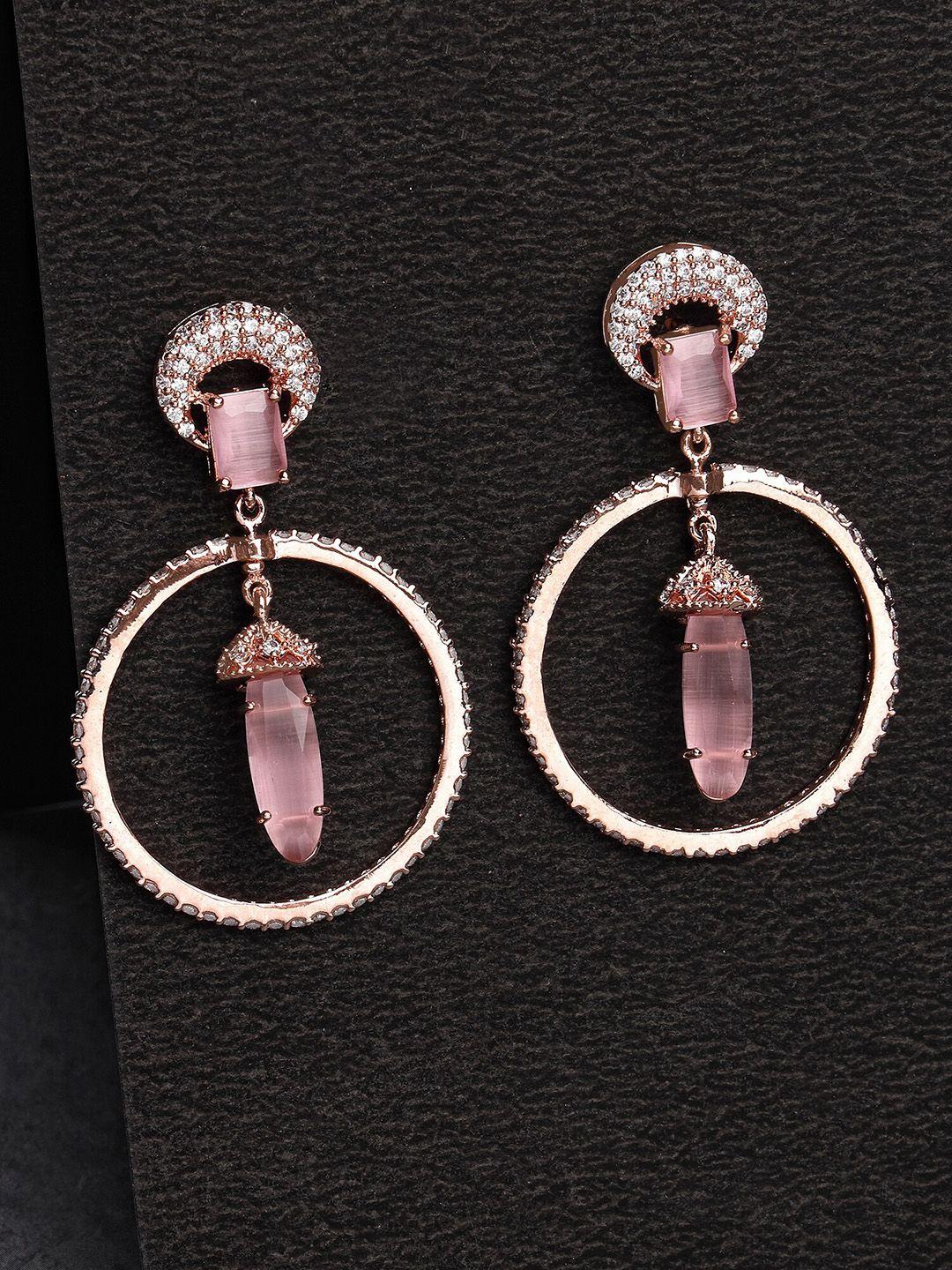 karatcart pink drop earrings